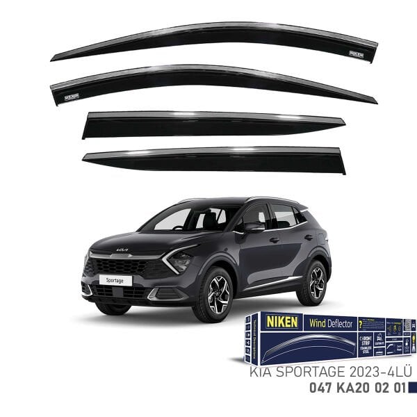 Kia Sportage 2023– Kromlu Cam Rüzgarlığı 4’lü | Araca Özel Yan Rüzgarlık Seti