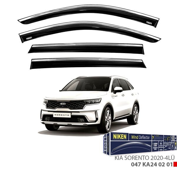Kia Sorento 2020– Kromlu Cam Rüzgarlığı 4’lü | Araca Özel Yan Rüzgarlık Seti