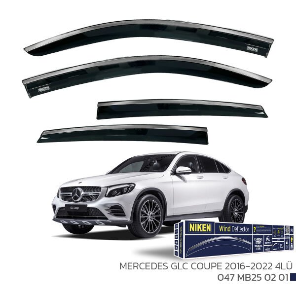 Mercedes GLC Coupe 2016–2022 Kromlu Cam Rüzgarlığı 4’lü | Araca Özel Yan Rüzgarlık Seti
