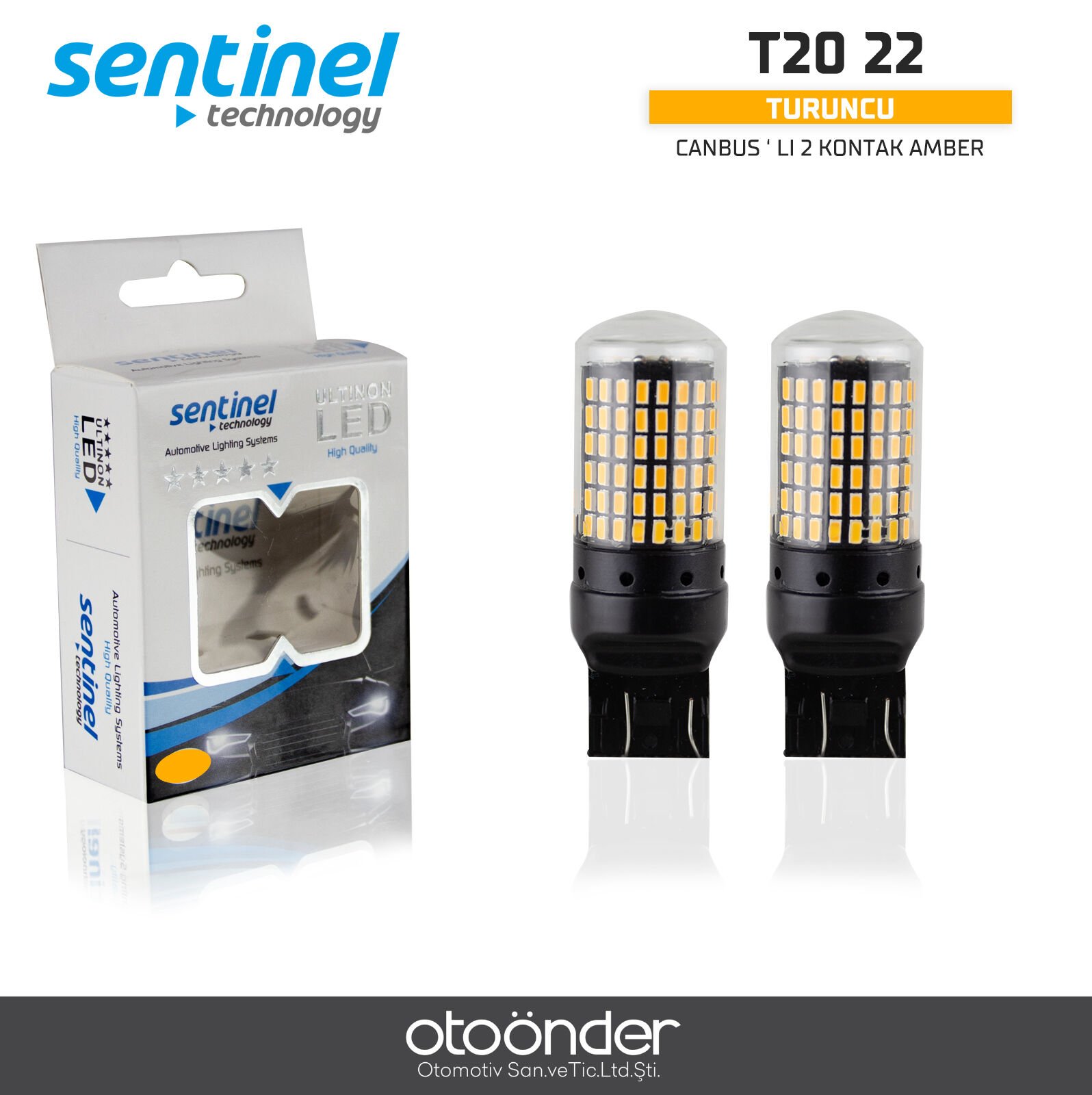 Canbus’lı 2 Kontak Amber LED Ampül – Yüksek Performans ve Canbus Uyumlu