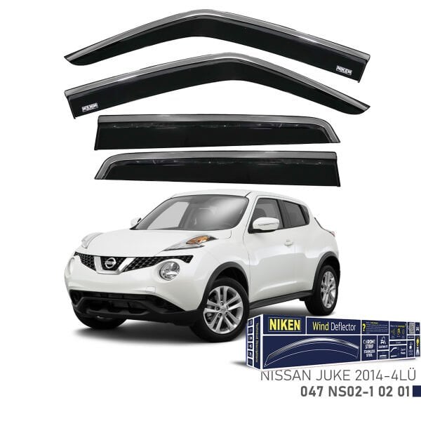 Nissan Juke 2014– Kromlu Cam Rüzgarlığı 4’lü | Araca Özel Yan Rüzgarlık Seti