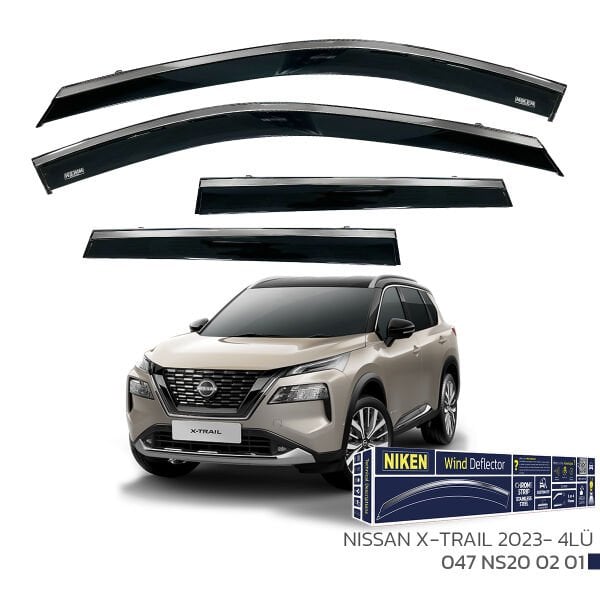 Nissan X-Trail 2023– Kromlu Cam Rüzgarlığı 4’lü | Araca Özel Yan Rüzgarlık Seti