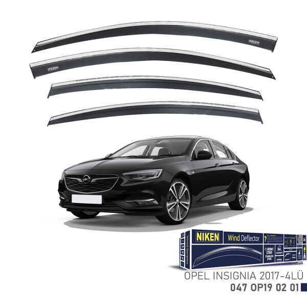 Opel Insignia 2017– Kromlu Cam Rüzgarlığı 4’lü | Araca Özel Yan Rüzgarlık Seti