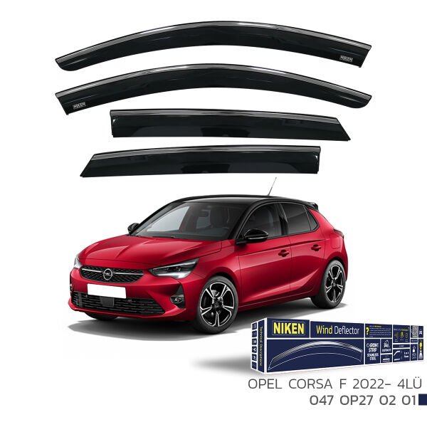 Opel Corsa F 2022– Kromlu Cam Rüzgarlığı 4’lü | Araca Özel Yan Rüzgarlık Seti