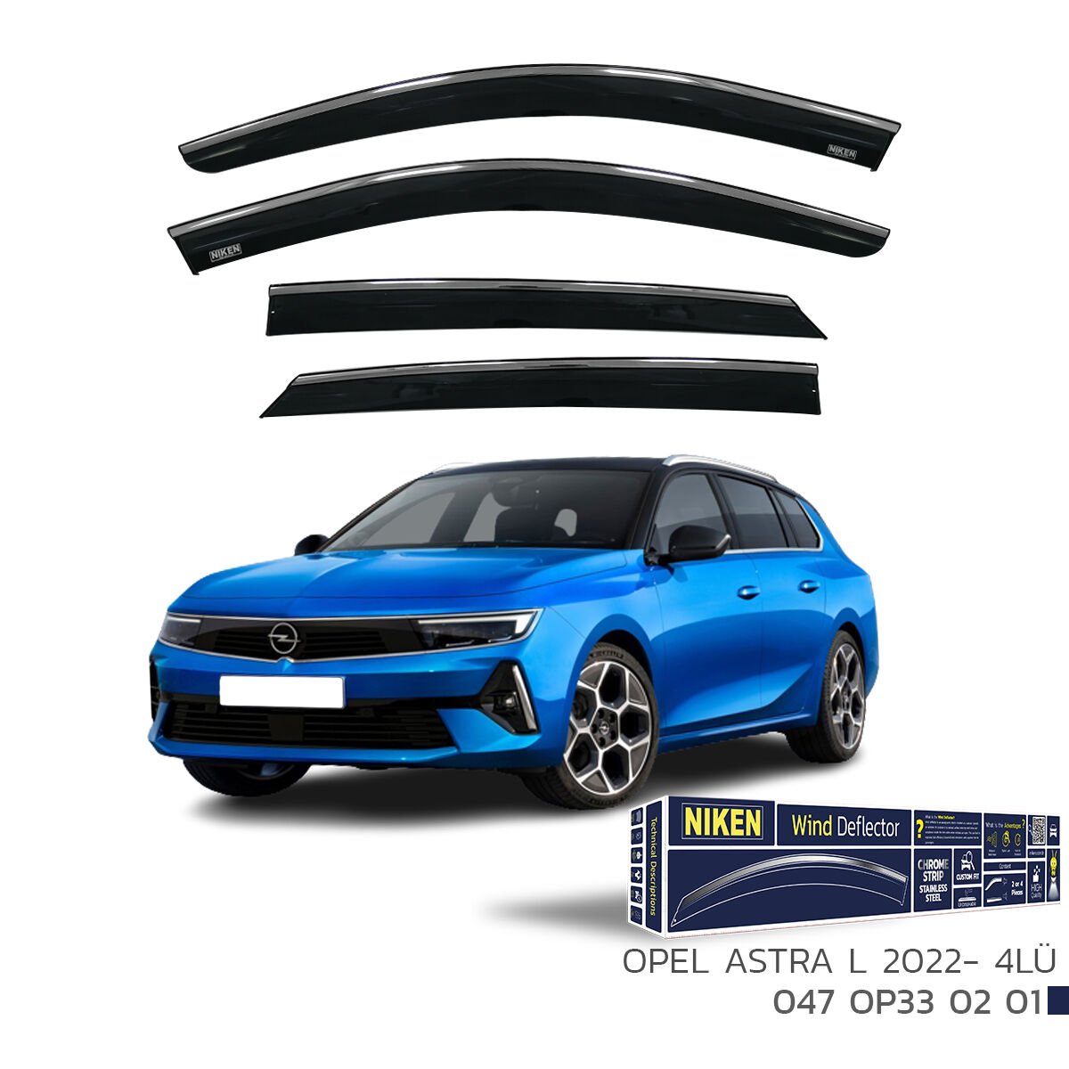 Opel Astra L 2022- Kromlu Cam Rüzgarlığı (4’lü Set) – Şık Tasarım, Tam Uyum