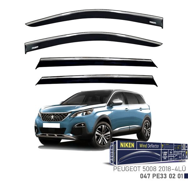 Peugeot 5008 2018- Kromlu Cam Rüzgarlığı (4’lü Set) – Tam Uyum, Premium Kalite