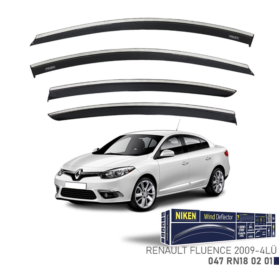 Renault Fluence 2009- Kromlu Cam Rüzgarlığı (4’lü Set) – Tam Uyum, Şık Tasarım