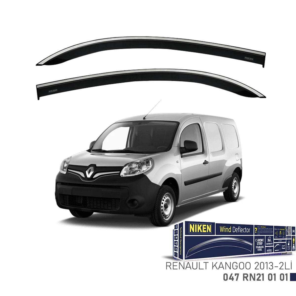Renault Kangoo 2013- Kromlu Cam Rüzgarlığı (2’li Set) – Tam Uyum, Dayanıklı Tasarım