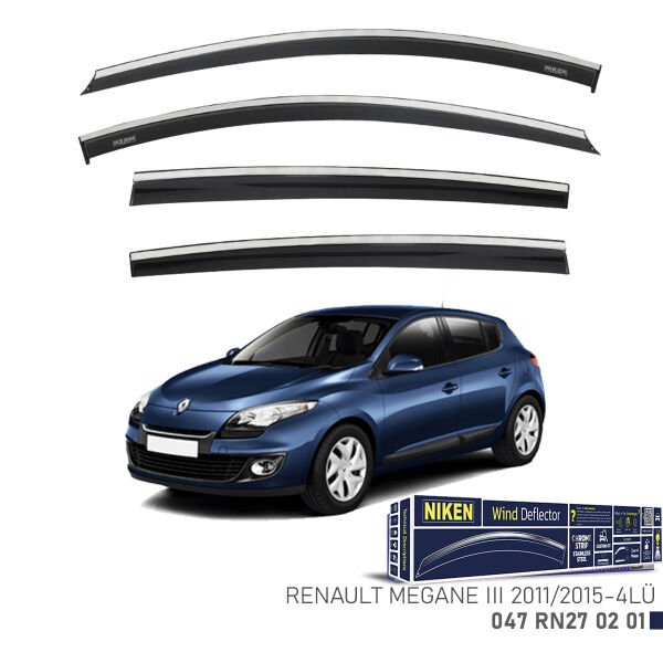 Renault Megane 3 2011-2015 Kromlu Cam Rüzgarlığı (4’lü Set) – Tam Uyum, Şık Tasarım