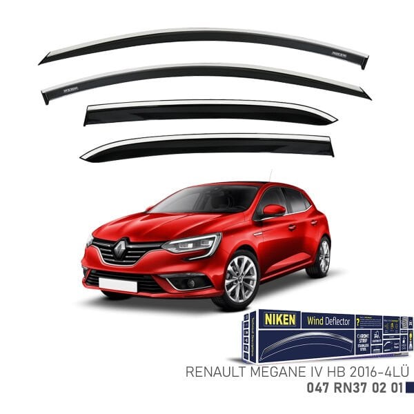 Renault Megane 4 HB 2016- Kromlu Cam Rüzgarlığı (4’lü Set) – Tam Uyum, Modern Tasarım