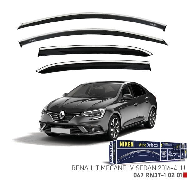Renault Megane 4 Sedan 2016- Kromlu Cam Rüzgarlığı (4’lü Set) – Tam Uyum, Şık Tasarım