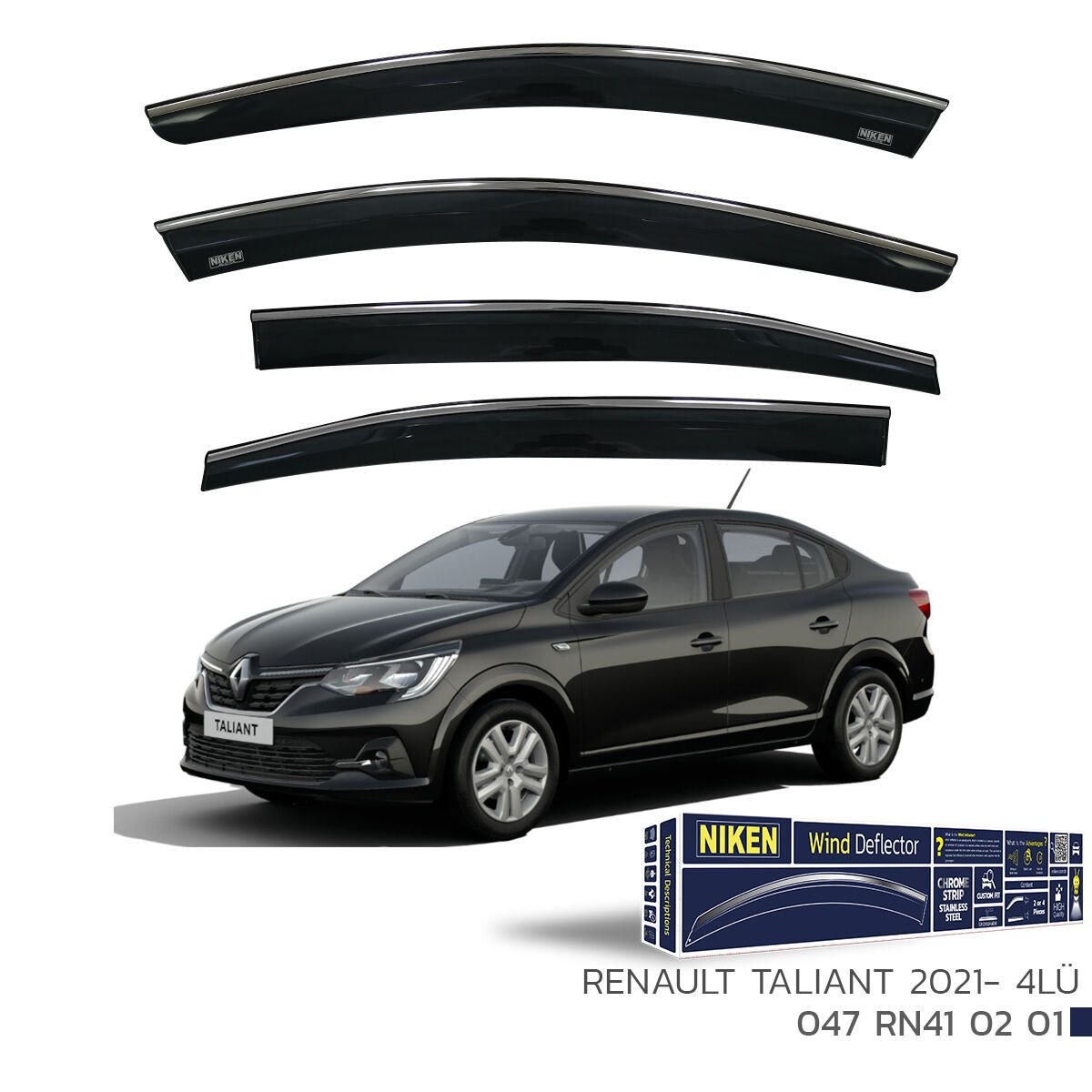 Renault Taliant 2021- Kromlu Cam Rüzgarlığı (4’lü Set) – Tam Uyum, Modern Tasarım