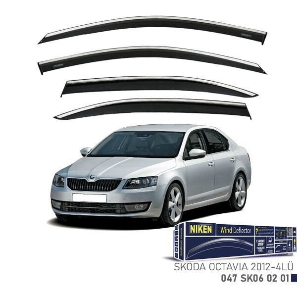 Skoda Octavia 2012- Kromlu Cam Rüzgarlığı (4’lü Set) – Tam Uyum, Şık Tasarım