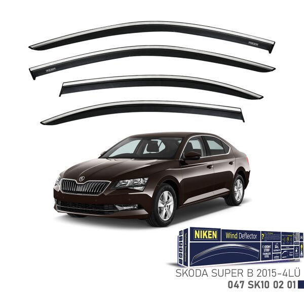 Skoda Superb 2015- Kromlu Cam Rüzgarlığı (4’lü Set) – Tam Uyum, Premium Dış Tasarım