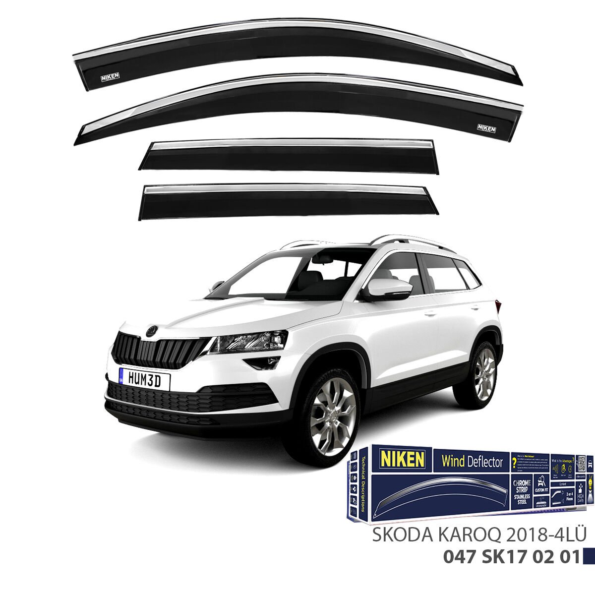 Skoda Karoq 2018- Kromlu Cam Rüzgarlığı (4’lü Set) – Tam Uyum, Modern Tasarım