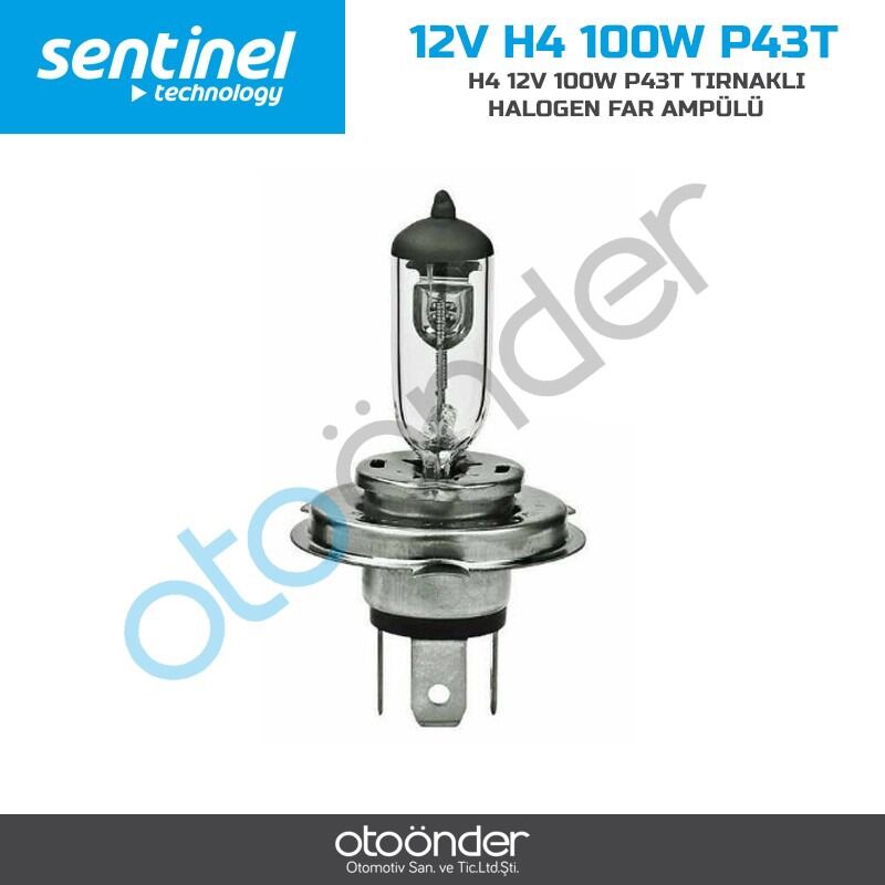 H4 12V 100W P43t Tırnaklı Halojen Far Ampulü Yüksek Işık Gücü OEM Tip
