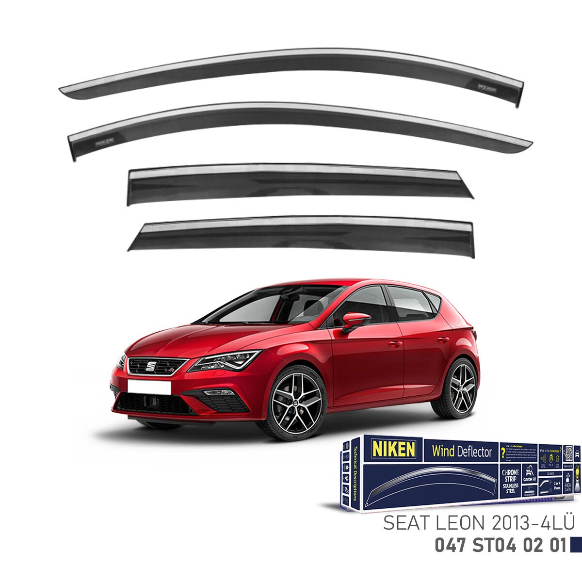 Seat Leon 2013- Kromlu Cam Rüzgarlığı (4’lü Set) – Tam Uyum, Şık Tasarım