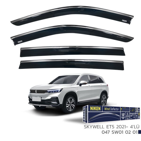 Skywell ET5 2021- Kromlu Cam Rüzgarlığı (4’lü Set) – Tam Uyum, Elektrikli SUV Tasarımı