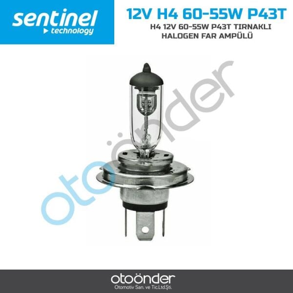 H4 12V 60/55W P43t Tırnaklı Halojen Far Ampulü Uzun Kısa Far OEM Standart