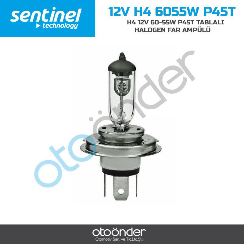 H4 12V 60/55W P45t Tablalı Halojen Far Ampulü Uzun Kısa Far OEM Standart