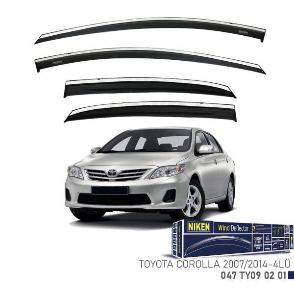 Toyota Corolla 2007-2014 Kromlu Cam Rüzgarlığı (4’lü Set) – Sedan Uyumlu Premium Tasarım