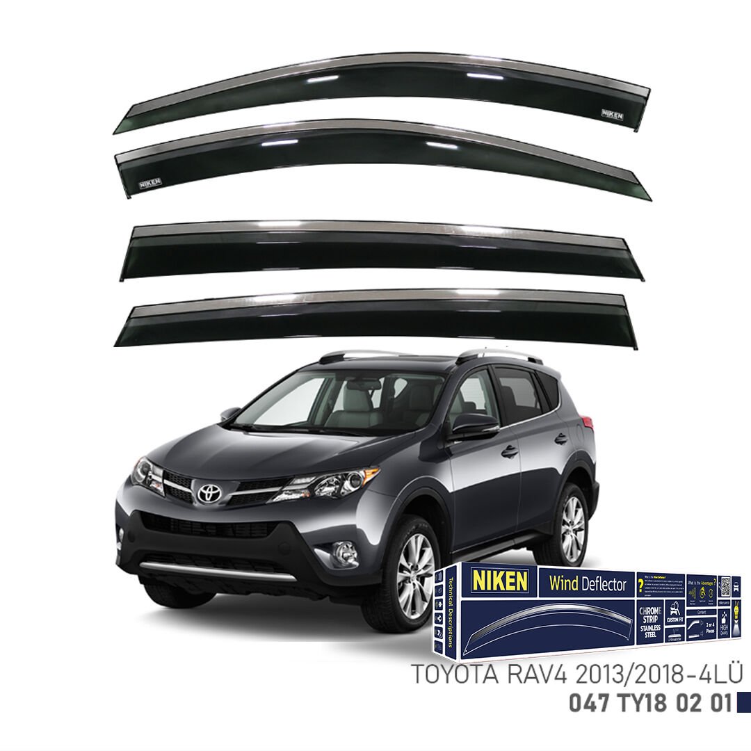 Toyota RAV4 2013-2018 Kromlu Cam Rüzgarlığı (4’lü Set) – SUV Uyumlu Premium Tasarım