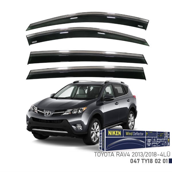 Toyota RAV4 2013-2018 Kromlu Cam Rüzgarlığı (4’lü Set) – SUV Uyumlu Premium Tasarım