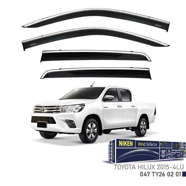 Toyota Hilux 2015- Kromlu Cam Rüzgarlığı (4’lü Set) – Pick-up Uyumlu Dayanıklı Tasarım