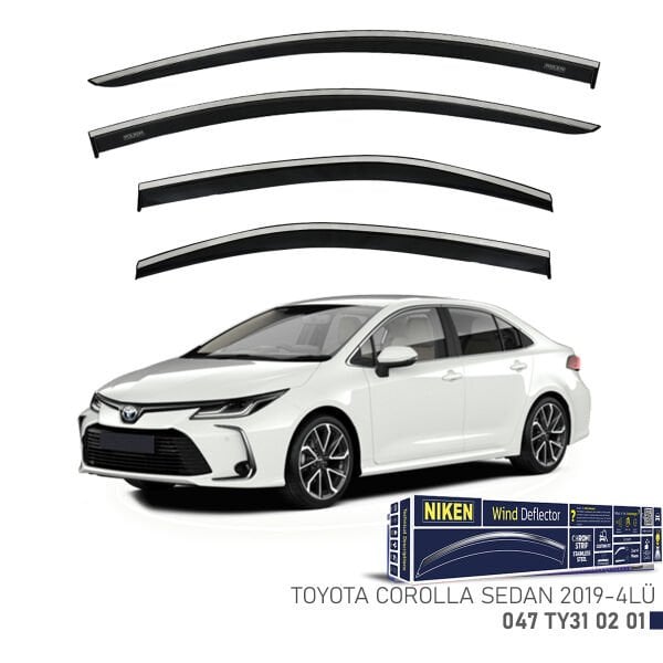 Toyota Corolla Sedan 2019- Kromlu Cam Rüzgarlığı (4’lü Set) – Yeni Nesil Sedan Uyumlu Premium Tasarım