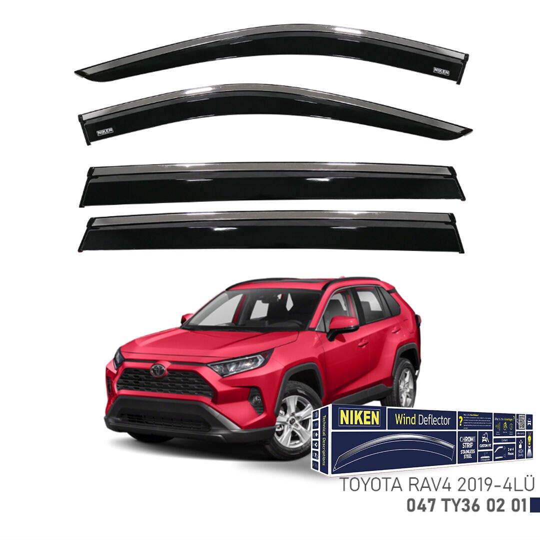 Toyota RAV4 2019- Kromlu Cam Rüzgarlığı (4’lü Set) – Yeni Nesil SUV Uyumlu Premium Tasarım