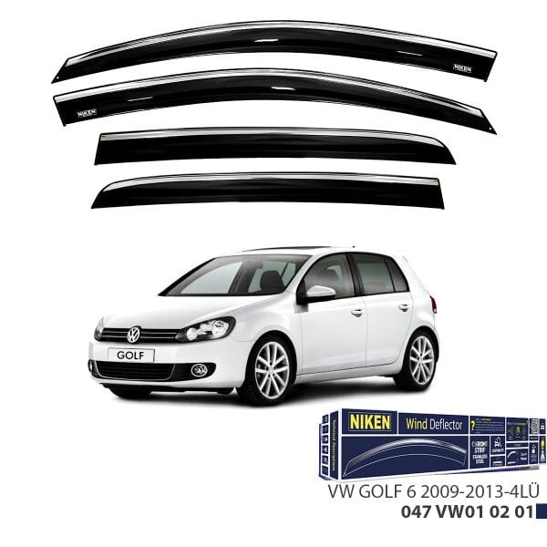VW Golf 6 2009-2013 Kromlu Cam Rüzgarlığı (4’lü Set) – Hatchback Uyumlu Premium Tasarım