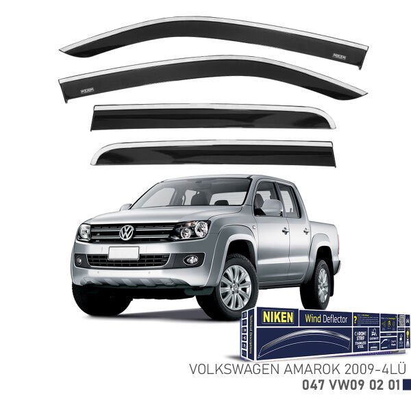 VW Amarok 2009- Kromlu Cam Rüzgarlığı (4’lü Set) – Pick-Up Uyumlu Premium Rüzgarlık