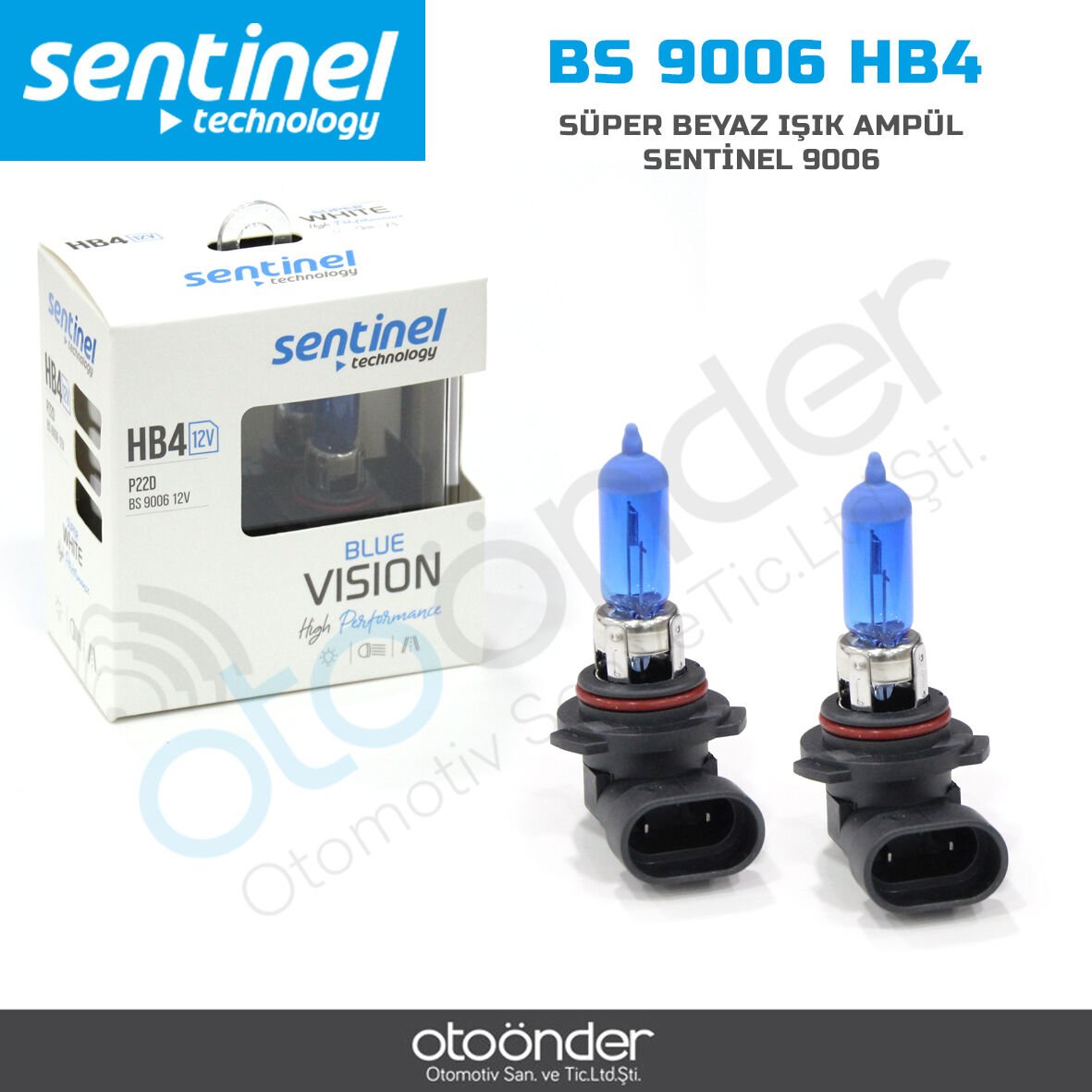 Sentinel 9006 HB4 Süper Beyaz Işık Ampül 12V Yüksek Görüş
