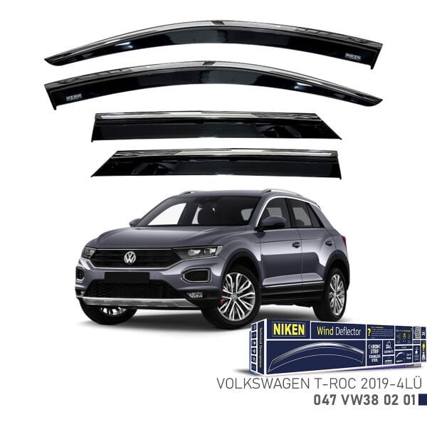 VW T-Roc 2019- Kromlu Cam Rüzgarlığı (4’lü Set) – SUV Uyumlu Premium Rüzgarlık