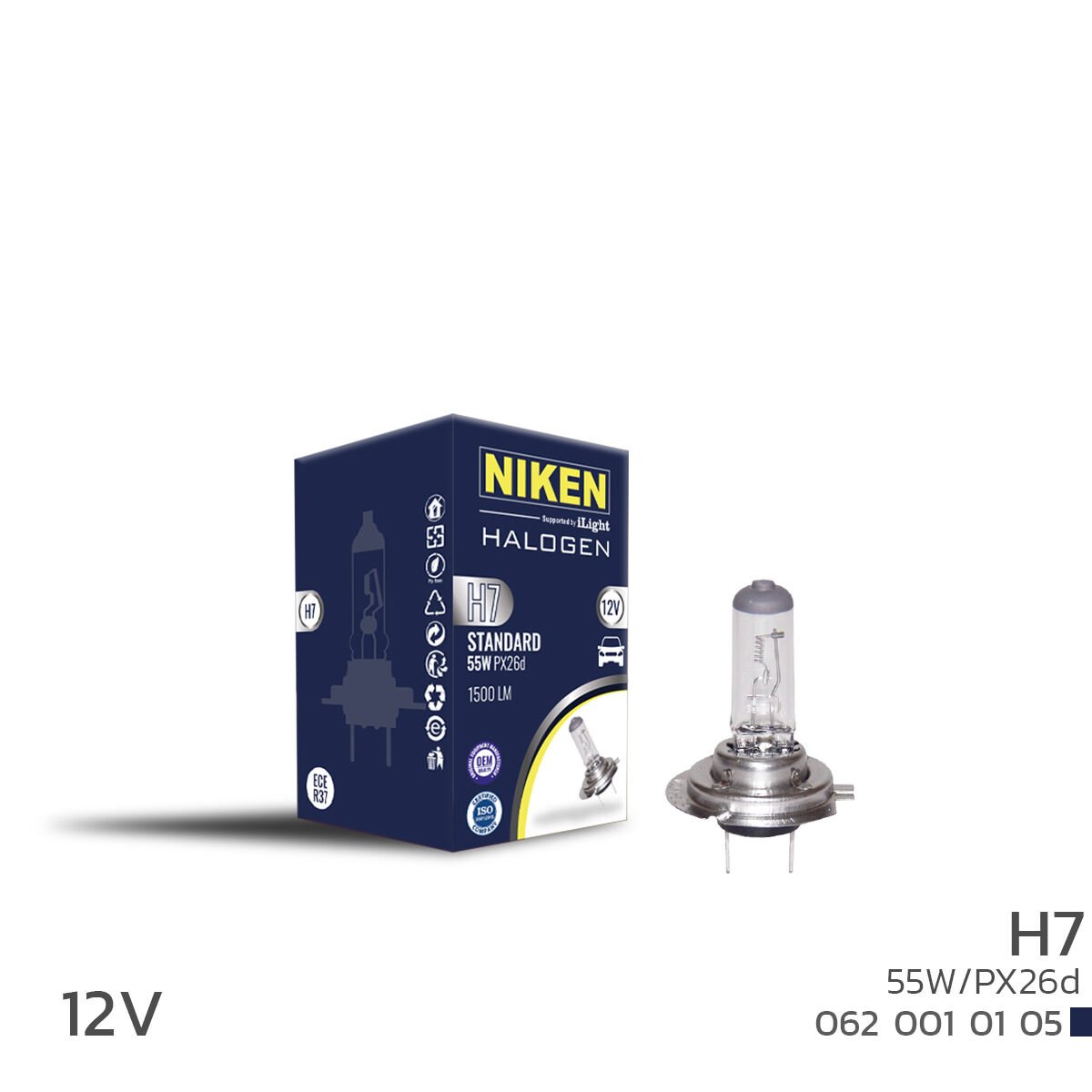 Niken H7 Halojen Far Ampulü 12V 55W PX26d – Standart Beyaz Işık