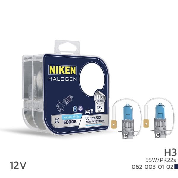 Niken H3 12V 55W Beyaz Işık Halojen Ampul PK22s 5000K – Parlak Beyaz Sis Farı Ampulü