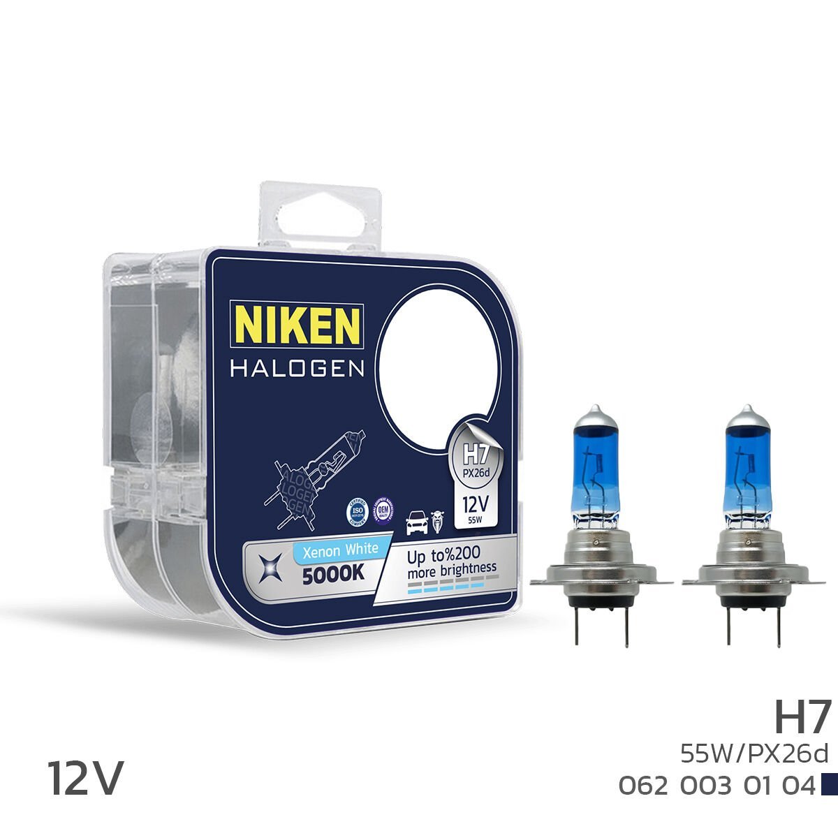 Niken H7 12V 55W Beyaz Işık Far Ampulü PX26d 5000K – Parlak Beyaz Halojen