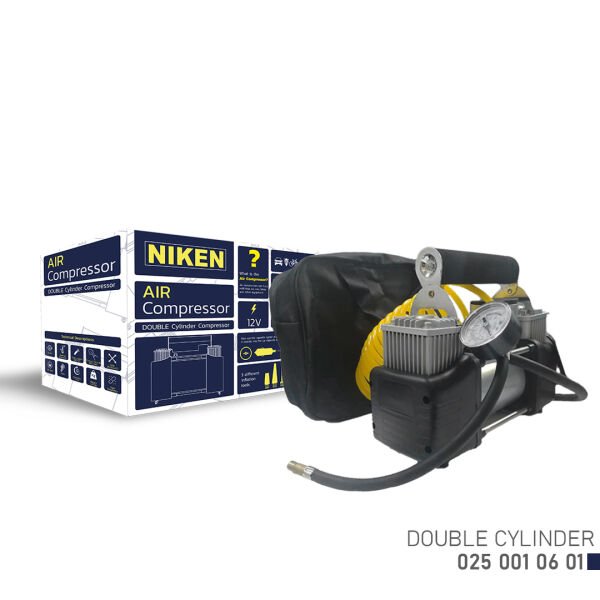 Metal Gövdeli Çift Silindir Hava Kompresörü – 12V Yüksek Performans Lastik Şişirme Pompası