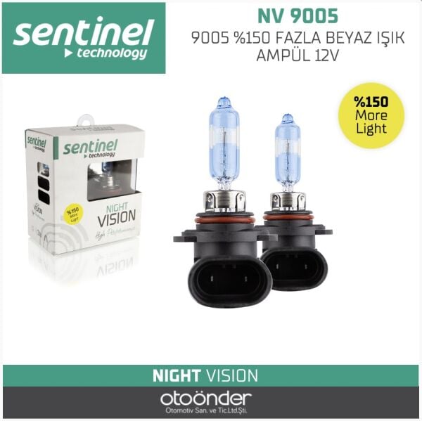 9005 %150 Fazla Beyaz Işık Ampül 12V Sentinal Yüksek Performans