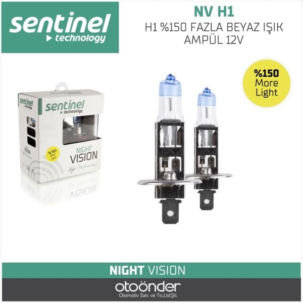 H1 %150 Fazla Beyaz Işık Ampül 12V Sentinel Yüksek Performans