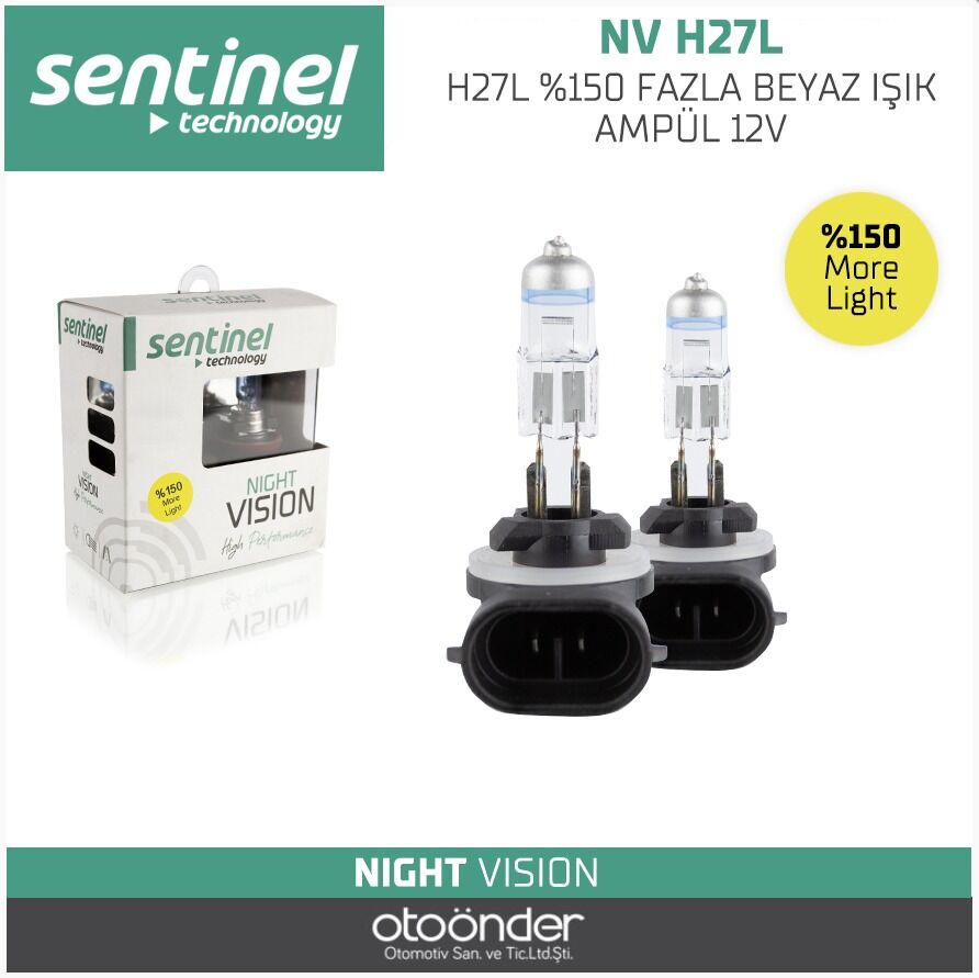H27L %150 Fazla Beyaz Işık Ampül 12V Sentinel Yüksek Performans