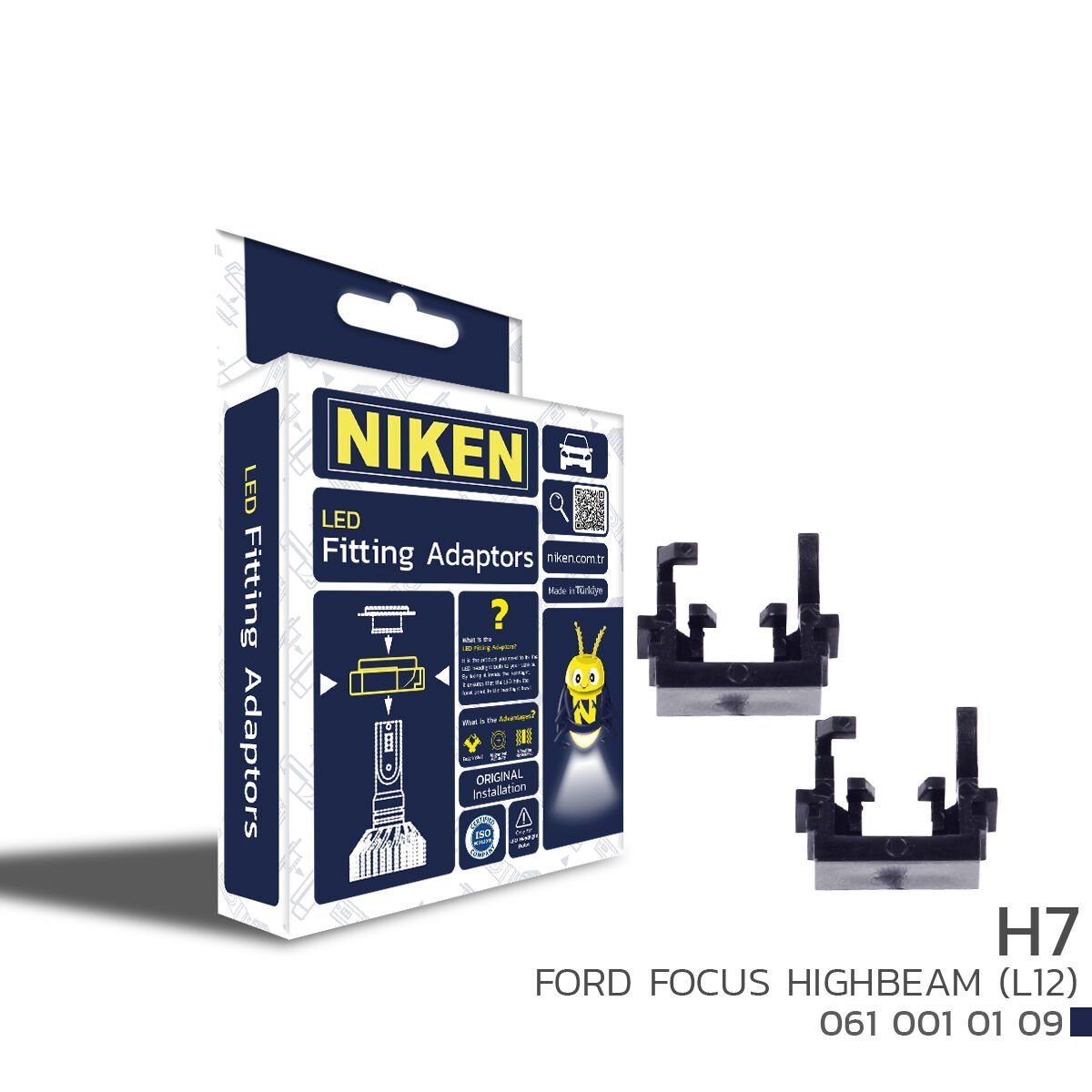 Ford Focus Uyumlu H7 LED Far Montaj Adaptörü L12 – High Beam (Uzun Far) LED Ampul Tutucu