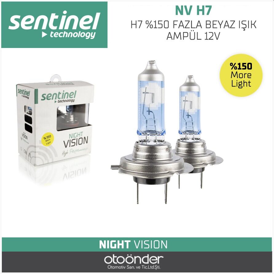 H7 %150 Fazla Beyaz Işık Ampül 12V Sentinel Yüksek Performans