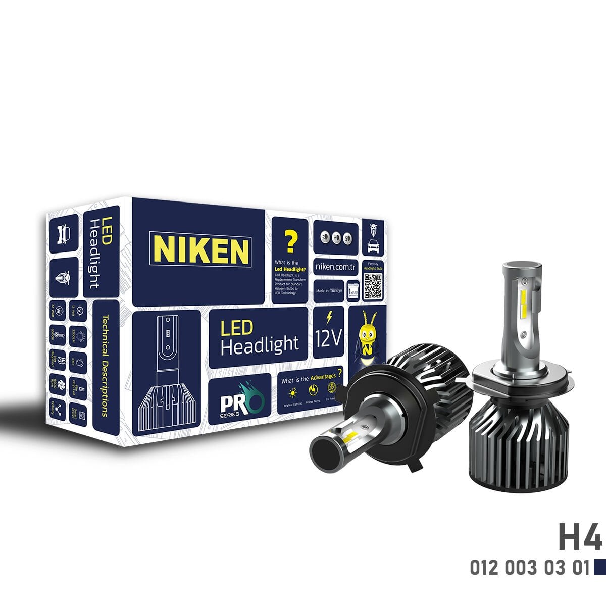LED Xenon Pro Serisi H4 Far Ampulü – Çift Işıklı Yüksek Parlaklık Ultra Beyaz LED Far Seti