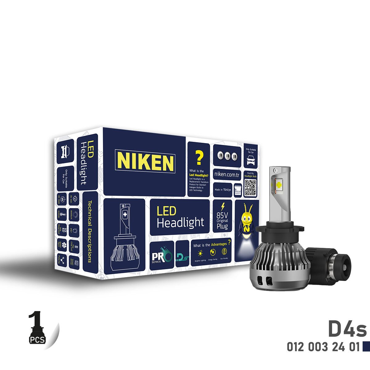 LED Xenon Pro Serisi D4S LED Far Ampulü Yüksek Beyaz Işık Tekli Paket