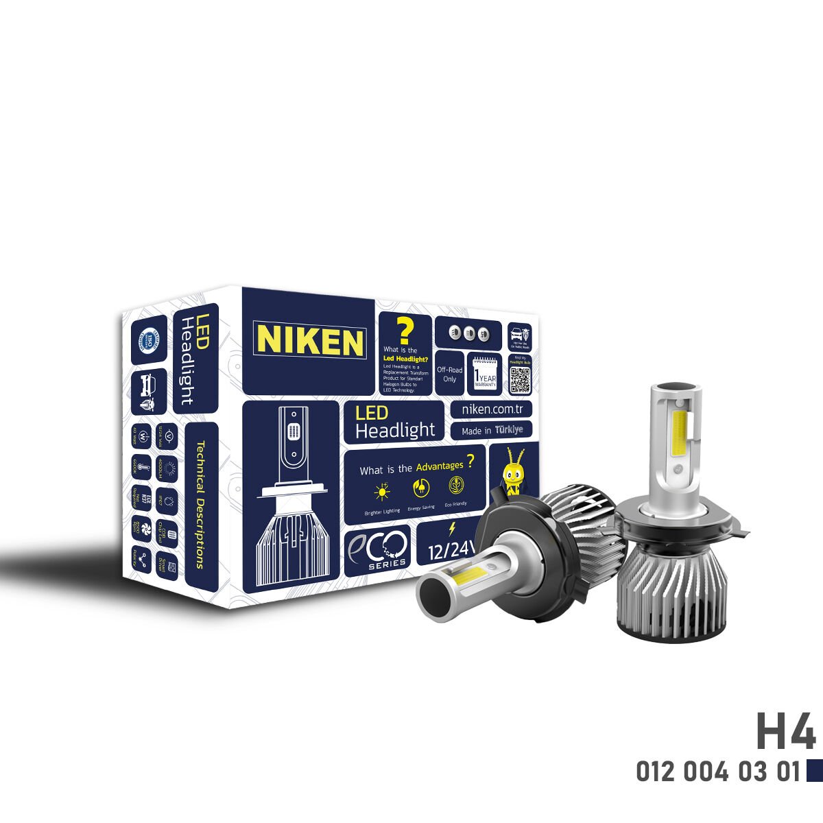 LED XENON ECO SERİSİ H4 LED FAR AMPULÜ BEYAZ IŞIK ÇİFT DUY (UZUN/KISA) YÜKSEK AYDINLATMA PERFORMANSI
