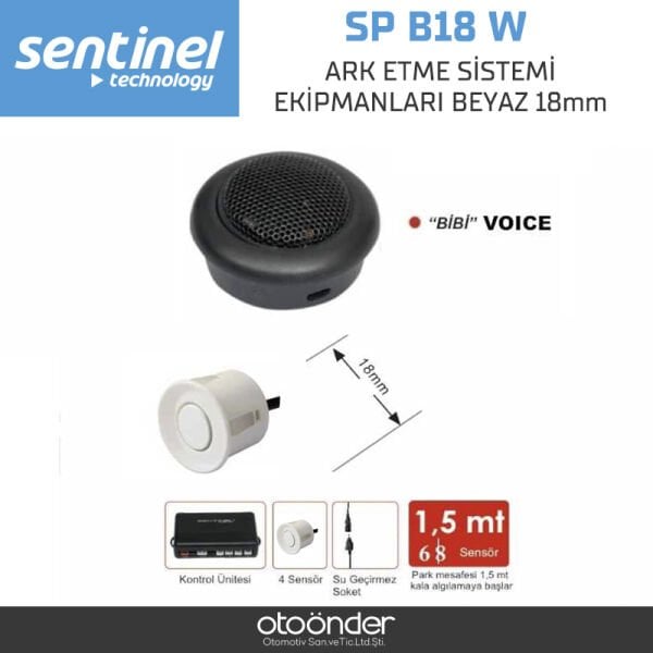 Park Etme Sistemi Ekipmanları Beyaz 18mm Ultrasonik Park Sensörü