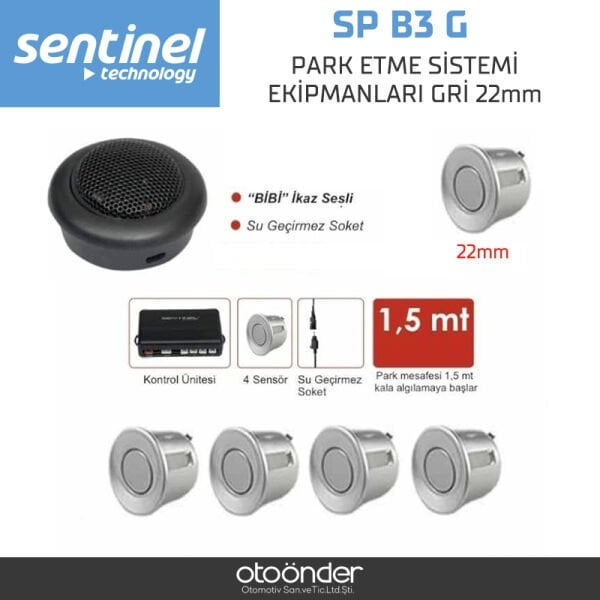 Park Etme Sistemi Ekipmanları Gri 22mm Ultrasonik Park Sensörü