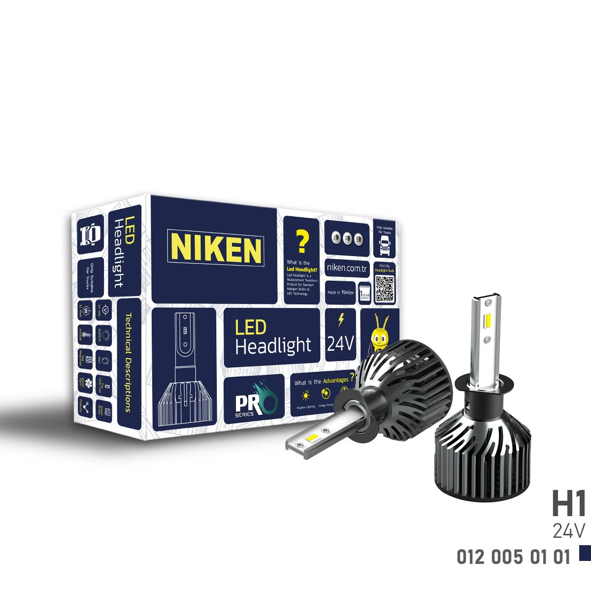 LED XENON PRO SERİSİ H1 (24V) | Yüksek Işık Gücü | 24V Uyumlu Profesyonel LED Far Ampulü