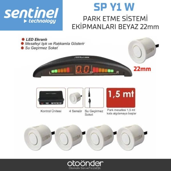 Park Etme Sistemi Ekipmanları Beyaz 22mm Ultrasonik Park Sensörü